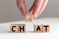 CHAT Word Written In Wooden Cube