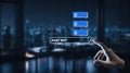 Chatbot with AI (Artificial Intelligence), search engine, businessman interacting connection to AI, command prompt