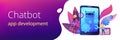 Chatbot app development concept banner header. Royalty Free Stock Photo