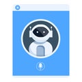 Chatbot app displaying on smartphone screen with microphone icon Royalty Free Stock Photo