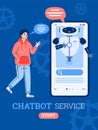 Chatbot assistance and Artificial Intelligence, cartoon vector illustration.