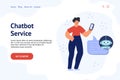 Chatbot banner concept with a man chatting with bot