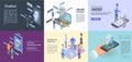 Chatbot banner set, isometric style