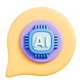Chatbot bubble with AI microchip processor for automation and conversation 3d illustration Royalty Free Stock Photo