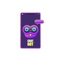 Cute chatbot character or smart phone intelligent assistant isolated on white background. Vector Funny robot assistant