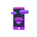 Cute chatbot character or smart phone intelligent assistant isolated on white background. Vector Funny robot assistant