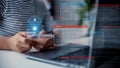 Chatbot Chat with AI, Artificial Intelligence. man using technology smart robot AI, artificial intelligence by enter command Royalty Free Stock Photo