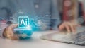 Chatbot Chat with AI, using technology smart robot AI, a data analyst using technology AI as a working tool for data analysis Royalty Free Stock Photo