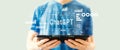 Chatbot ChatGPT - Aartificial Iintelligence theme with man using a tablet