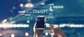 Chatbot ChatGPT - Aartificial Iintelligence theme with person using smartphone