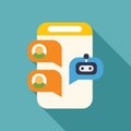 Chatbot communicating on smartphone with customers online Royalty Free Stock Photo