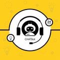 Chatbot concept background,black and white robot and headphones Royalty Free Stock Photo