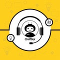 Chatbot concept background,black and white robot and headphones