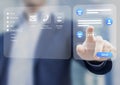 Chatbot conversation. Person using online customer service in metaverse with chat bot to get support. Artificial intelligence and