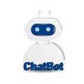 Chatbot 3d icon. Smiling robot in headphone. Virtual smart assistant bot and customer service support concept