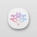 Chatbot with four speech bubbles app icon