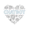 Chatbot Heart concept line banner. I Love Chat-Bots Vector heart-shaped illustration