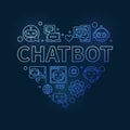 Chatbot Heart line blue banner - I Love Chat-Bots Vector heart-shaped illustration