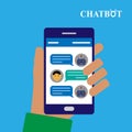 Chatbot and human conversation on smartphone