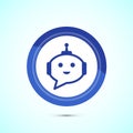 Chatbot icon design illustration, Chat conversation icon, Online support service bot sign, Blue Color Button Design Royalty Free Stock Photo
