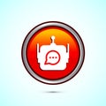 Chatbot icon design illustration, Chat conversation icon, Online support service bot sign, Orange Color Round Button Design Royalty Free Stock Photo
