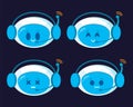 Chatbot icon set. Cute smiling robots. Modern flat style cartoon characters illustration