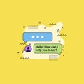 Chatbot interface with speech bubbles and user icon on yellow background Royalty Free Stock Photo