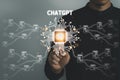 Chatbot name ChatGPT. Digital information technology concept