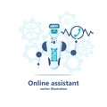 Chatbot online assistant. Robot call center receives call