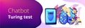Chatbot passing the Turing test concept banner header.