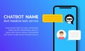 Chatbot phone call flat customer vector service marketing banner. Chat bot support smartphone app