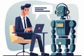 chatbot robot conducting interview with human, for demonstration of its abilities