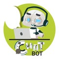 Chatbot Robot Icon Chatter Bot Answer Users Questions Using Laptop Computer Virtual Assistance Concept