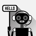 Chatbot Says Hello Icon Concept Black Chat Bot Or Chatterbot Service Of Online Support Technology