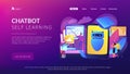 Chatbot self learningconcept landing page. Royalty Free Stock Photo