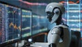 Chatbot software application for modish online business that automatically reply to customer questions. futuristic AI robot
