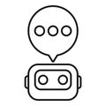 Chatbot speaking with three dots inside speech bubble icon outline style