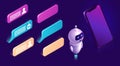 Chatbot technology, isometric icons interface set Royalty Free Stock Photo
