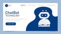 Chatbot technology landing page or website template. Chatbot app development, bot development framework, chatbot programming Royalty Free Stock Photo