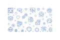 Chatbot Technology line horizontal banner. Vector Chatter Bot illustration