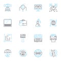 Chatbot technology linear icons set. Artificial Intelligence, NLP, Conversational, Messaging, Automation, Virtual Royalty Free Stock Photo