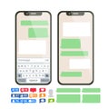 Chatbot Text Message Vector. Chat Bot Bubble Set Template. Modern Mobile Application Messenger Interface. Smartphone