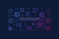 Chatbot thin line colorful banner - Artificial Intelligence Chatbot vector horizontal illustration