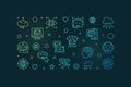 Chatbot thin line horizontal vector modern banner. Chatterbot Software linear colorful illustration