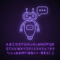 Chatbot typing answer neon light icon