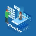 Chatbot vector illustration. Isometric online assistant concept