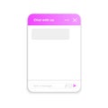 Chatbot window example. Virtual assistant bot form. Life chat customer service template. Mobile messenger app interface