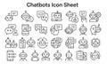 Chatbots Icon Sheet Vector Icons for Conversational AI Interfaces Automated Communication Royalty Free Stock Photo