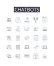 Chatbots line icons collection. Artificial intelligence, Virtual assistants, Robotic technology, Machine learning