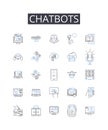 Chatbots line icons collection. Artificial intelligence, Virtual assistants, Robotic technology, Machine learning